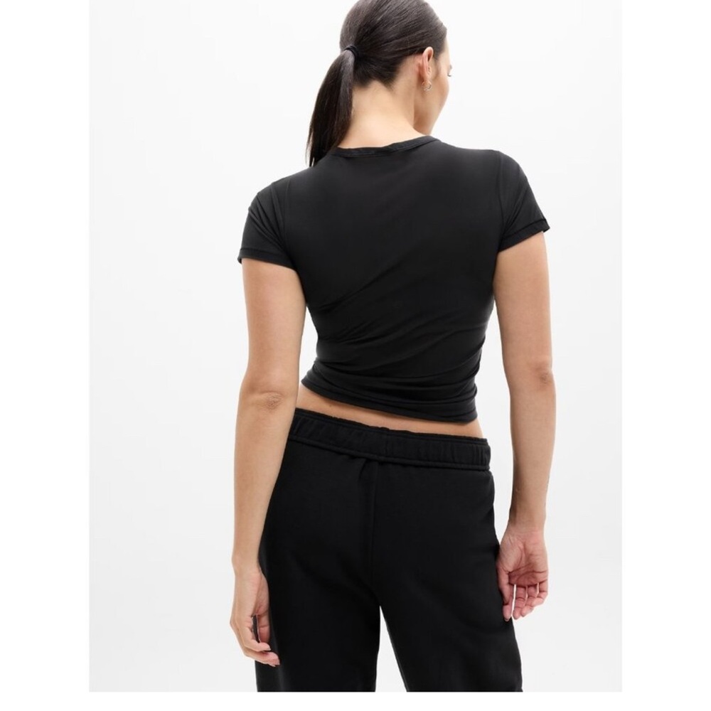 Athleta Black Short Sleeve Tee Mesh Semi Sheer NEW W/Tag - Picture 2 of 8